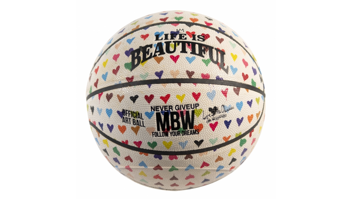 Mr. Brainwash, All you need is He Basketball, 2023 contemporary art for sale from Smolensky Gallery