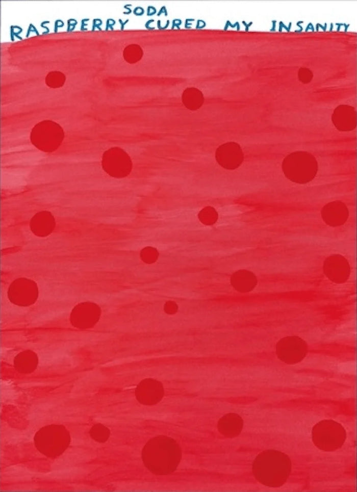 David Shrigley, Untitled 'Raspberry Soda Cured My Insanity', 2022, prints for sale from Smolensky Gallery 
