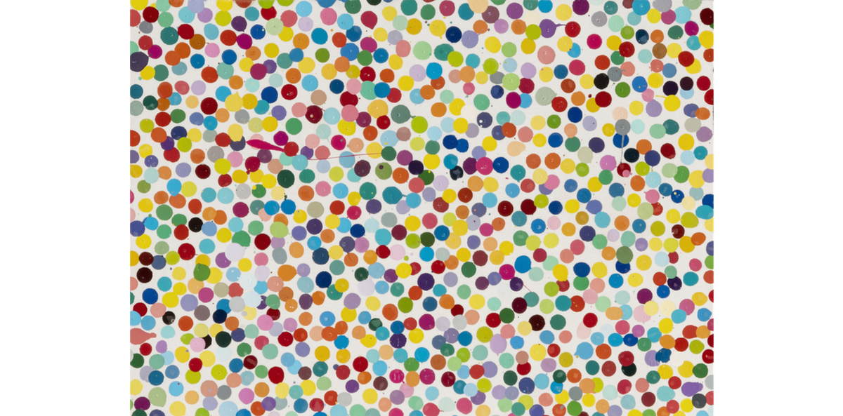 Damien Hirst, The Currency Physical Print For Sale series of enamel coloured dots on paper