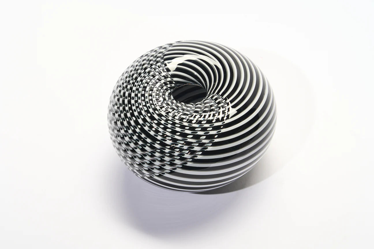 GATHER | Black and White Small Half Cut Woven Basket l - Smolensky Gallery