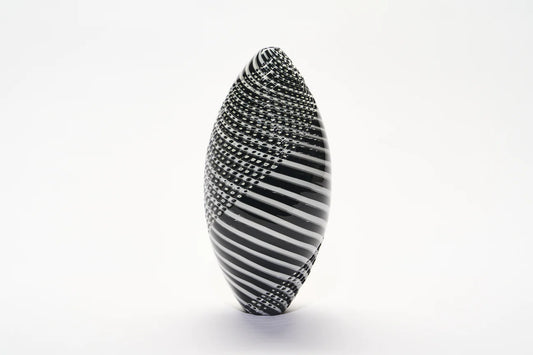 GATHER | Black and White Medium Tall Ovoid Half Cut Woven - Smolensky Gallery