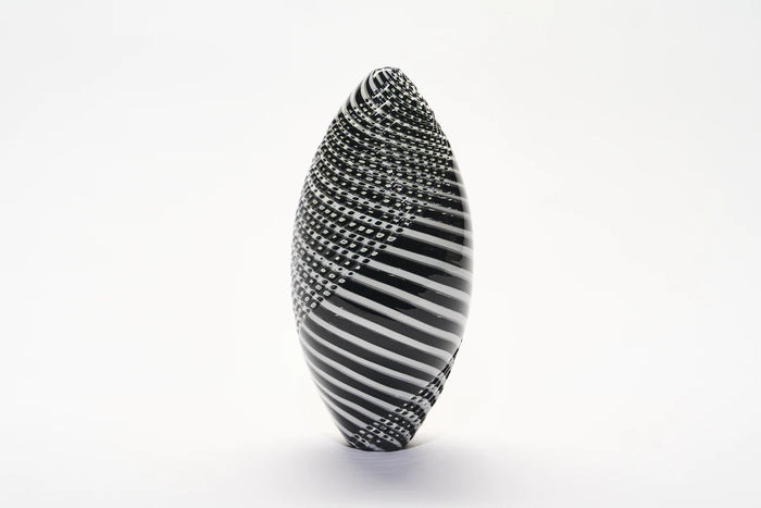 GATHER | Black and White Medium Tall Ovoid Half Cut Woven - Smolensky Gallery