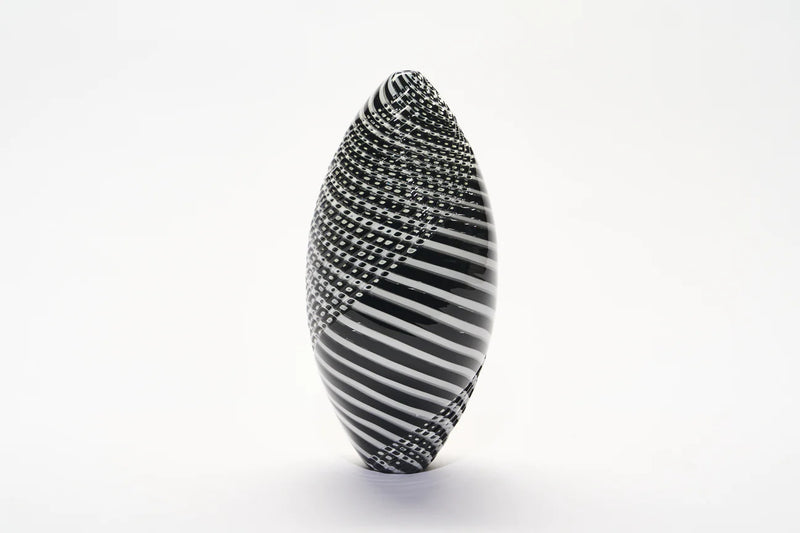 GATHER | Black and White Medium Tall Ovoid Half Cut Woven - Smolensky Gallery