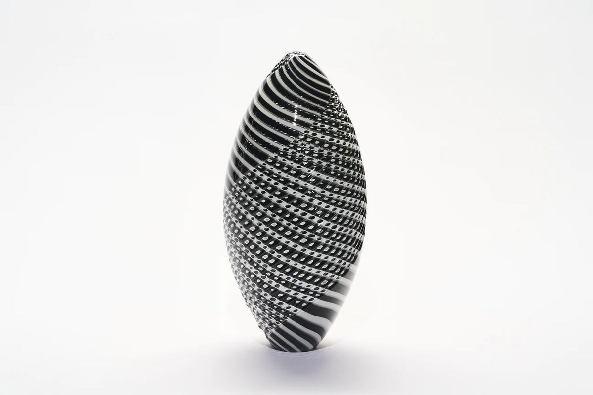 GATHER | Black and White Medium Tall Ovoid Half Cut Woven - Smolensky Gallery