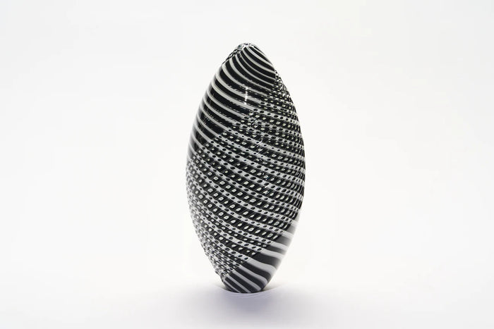 GATHER | Black and White Medium Tall Ovoid Half Cut Woven - Smolensky Gallery