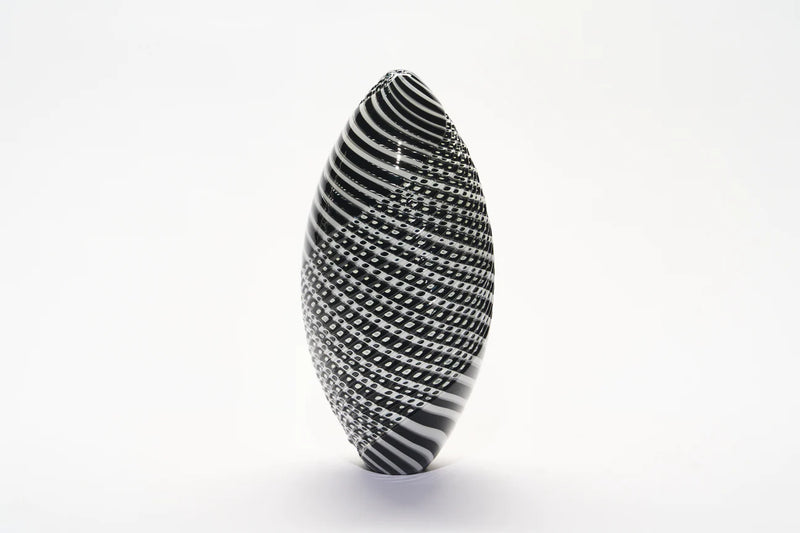 GATHER | Black and White Medium Tall Ovoid Half Cut Woven - Smolensky Gallery