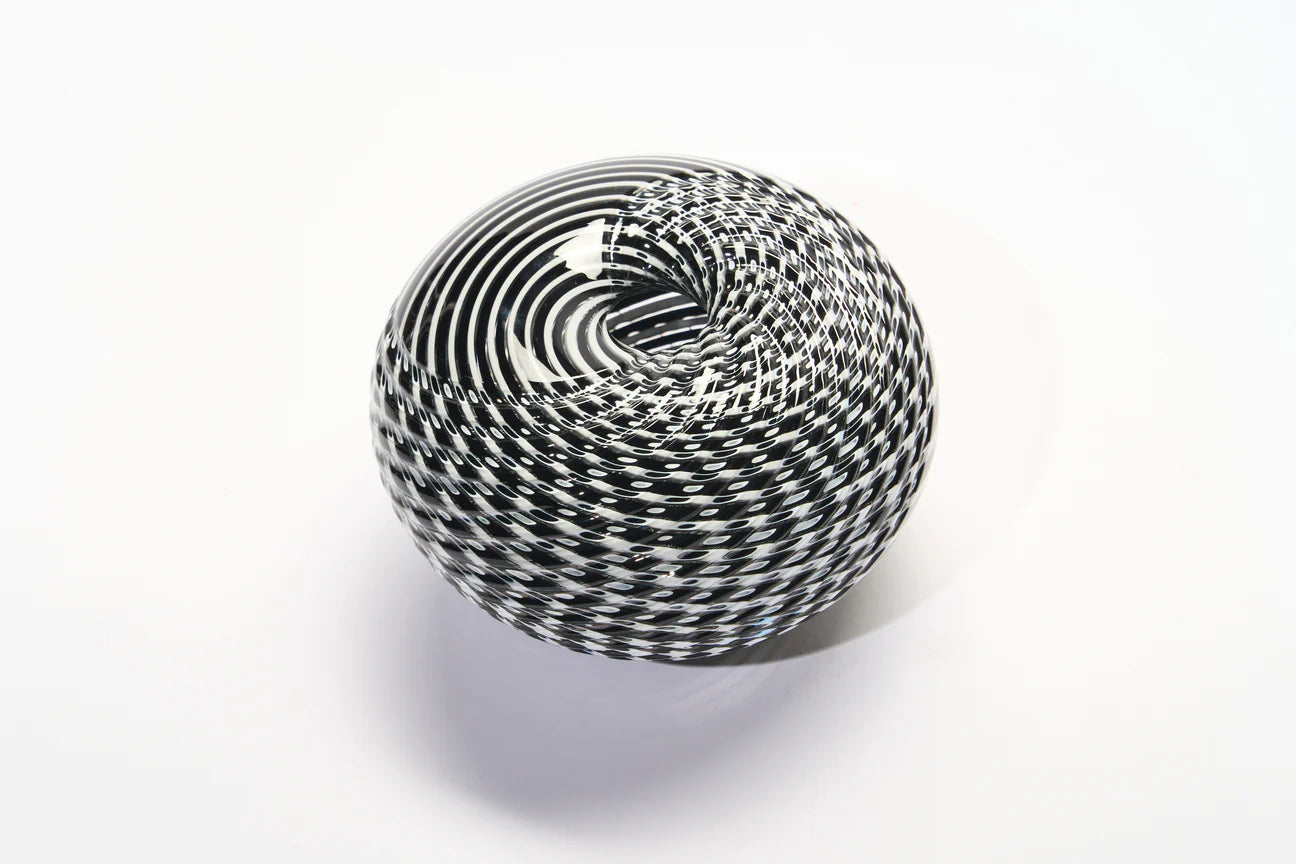 GATHER | Black and White Small Half Cut Woven Basket II - Smolensky Gallery