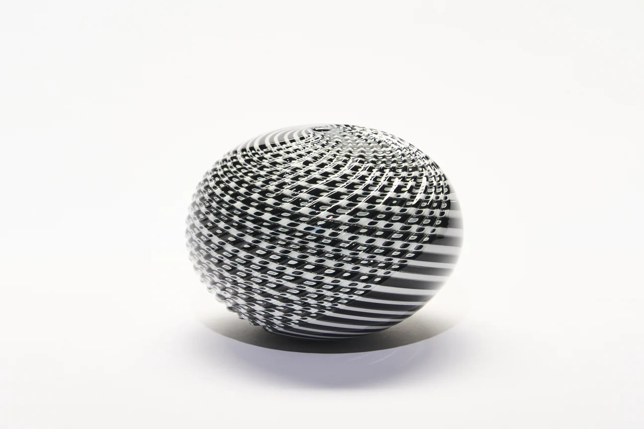 GATHER | Black and White Small Half Cut Woven Sphere - Smolensky Gallery