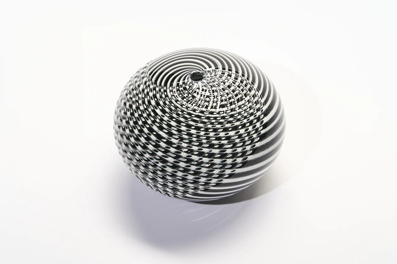 GATHER | Black and White Small Half Cut Woven Sphere - Smolensky Gallery
