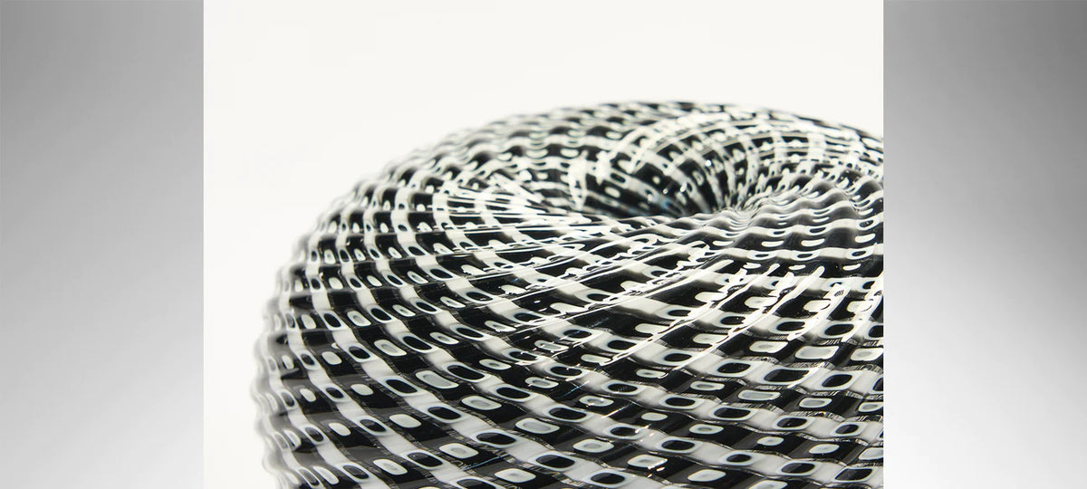 Black & White Woven Medium Basket - Smolensky Gallery