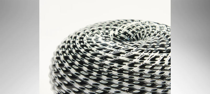 Black & White Woven Medium Basket - Smolensky Gallery