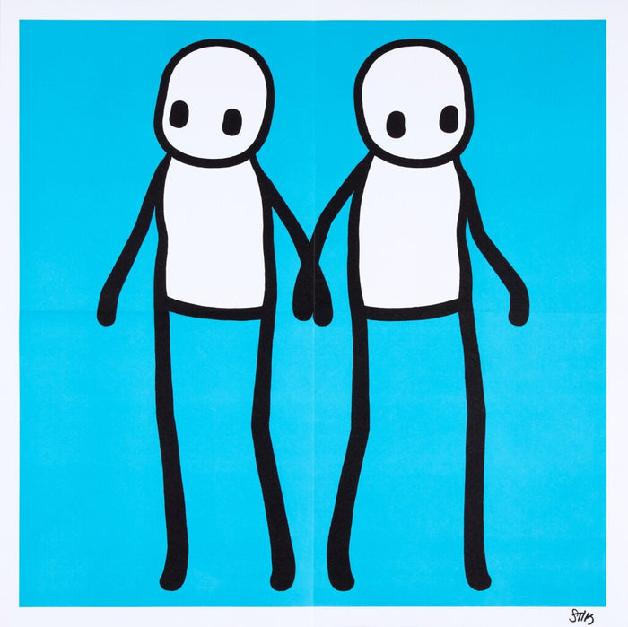 STIK, Holding Hands Signed (Blue), 2020, signed pints for sale from Smolensky Gallery