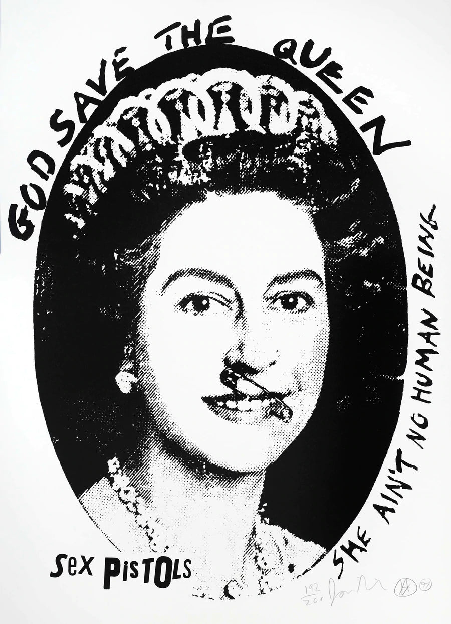 God Save The Queen, Black on White - Smolensky Gallery