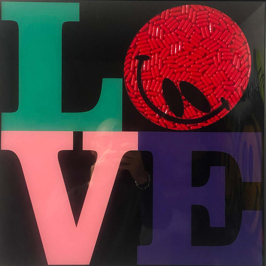 LOVE IS THE DRUG red smiley edition - Smolensky Gallery
