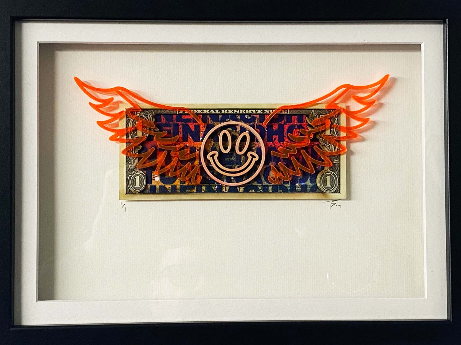 Winged smiley original dollar note #3 - Smolensky Gallery
