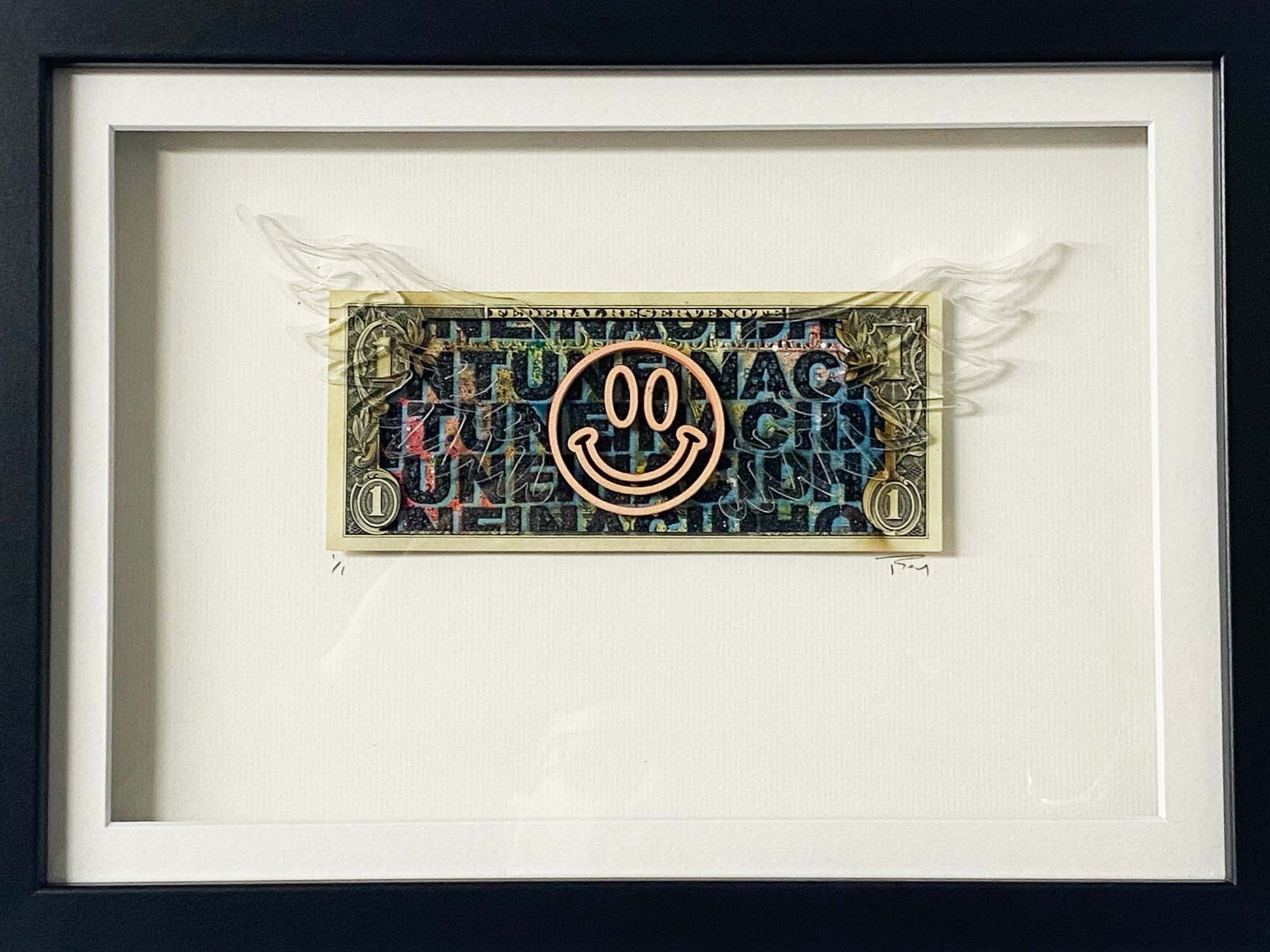 Winged smiley original dollar note #4 - Smolensky Gallery