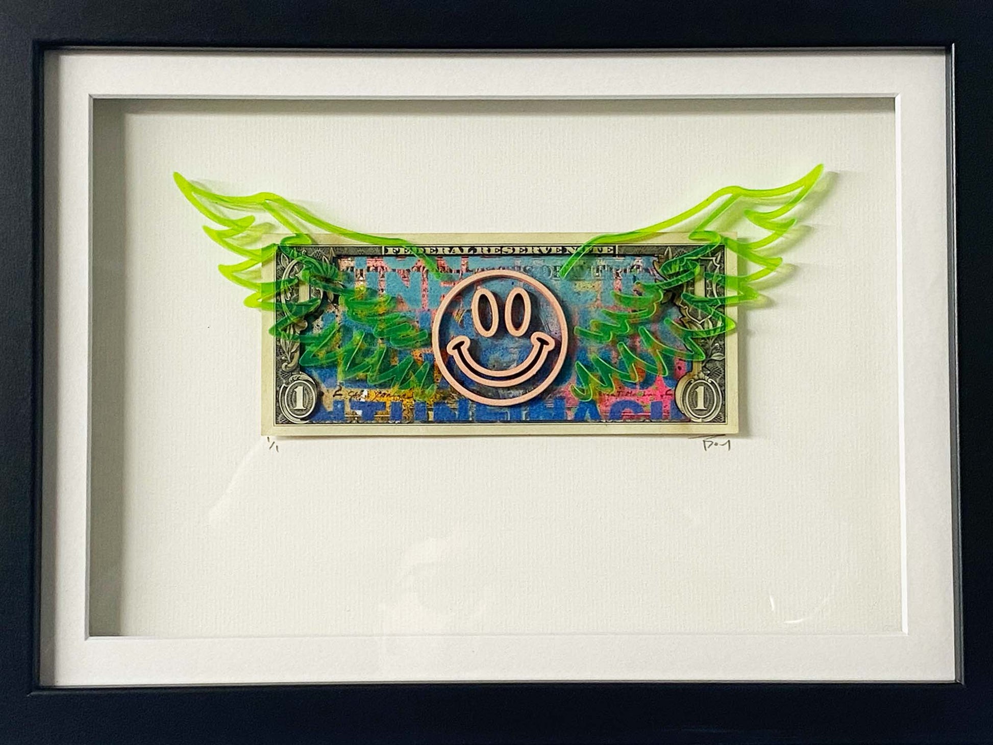 Winged smiley original dollar note #5 - Smolensky Gallery